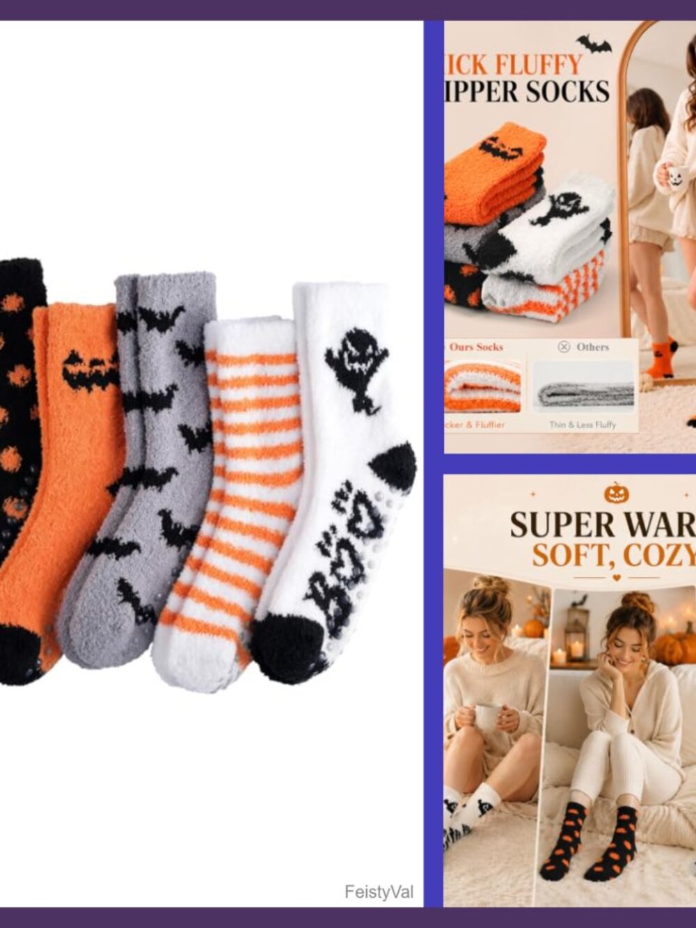Fuzzy Slipper Socks with Grips for Women Cozy Fluffy